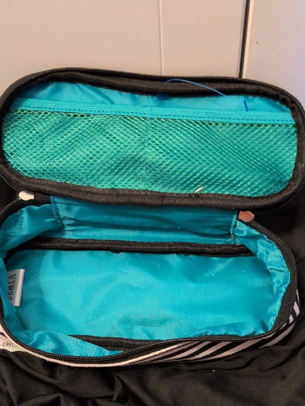 MIA Black and White Striped Cosmetic Bag with Gold Logo - Picture 4 of 7